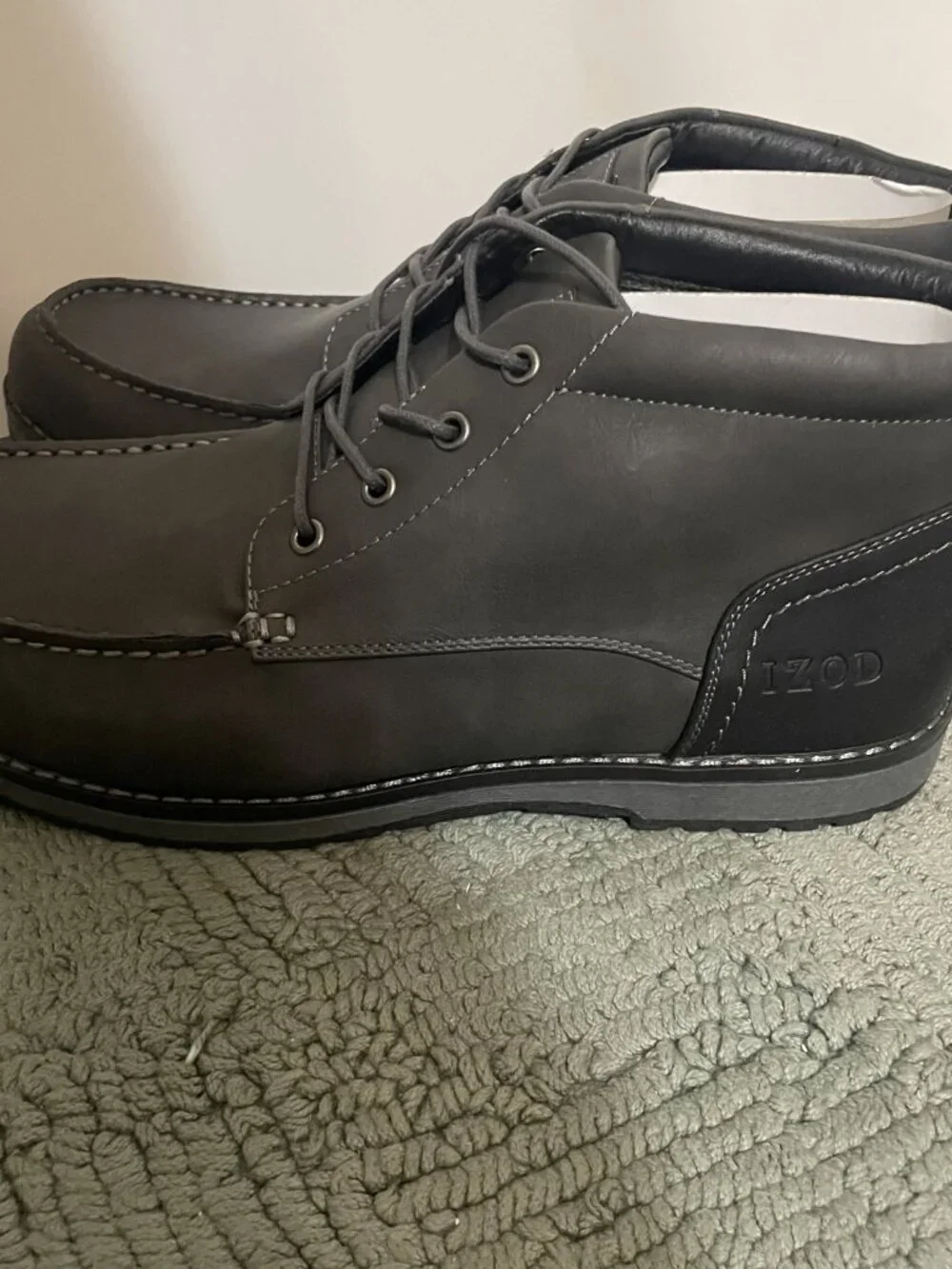 IZOD Men's Larsson Boots Charcoal Size 13 Memory Foam Lace up NWT